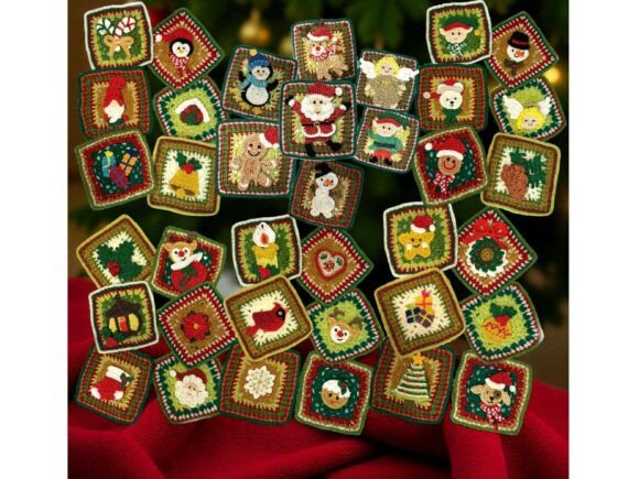 38 Christmas Granny Squares Crochet: A Festive Design Asset for Creative Projects
