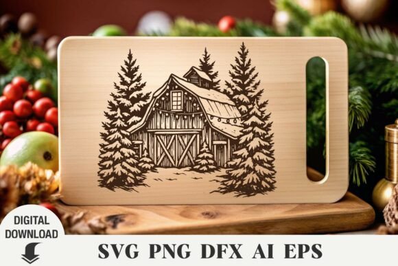 Christmas Barn Laser Cut – A Versatile Graphic Design Asset for Seasonal Branding