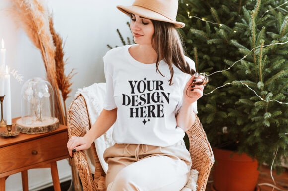 Christmas Bella Canvas 3001 Mockup 32: A Festive Graphic Design Asset for Local Businesses