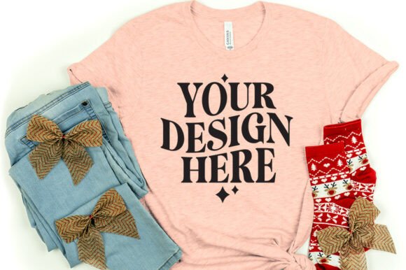 Christmas Bella Canvas 3001 Mockup Peach: A Product Mockups Must-Have for Seasonal Branding