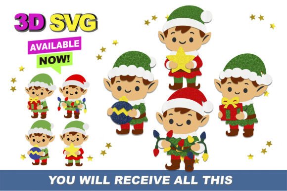 Christmas Elves 3D SVG: A Festive Design Asset for Creative Crafts