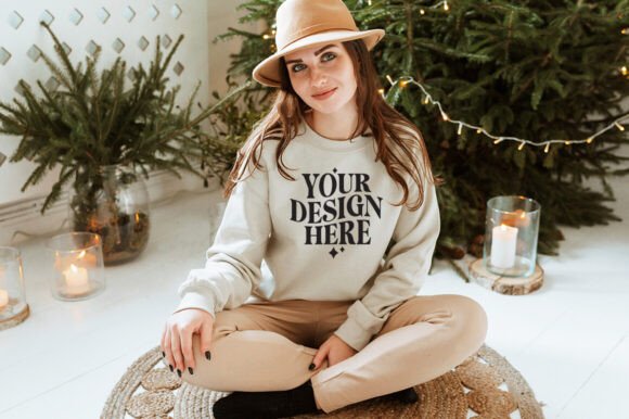 Christmas Gildan 18000 Mockup 17: A Festive Graphic Design Asset for Local Business Branding