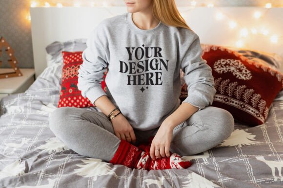 Christmas Gildan 18000 Mockup 35: A Festive Graphic Design Asset for Local Business Branding