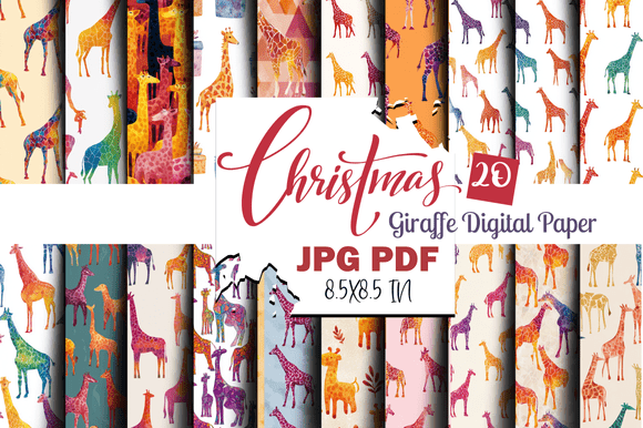 Christmas Giraffe Digital Paper