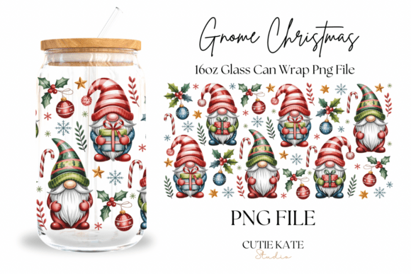 Christmas Gnome Gift 16oz Libbey Wrap