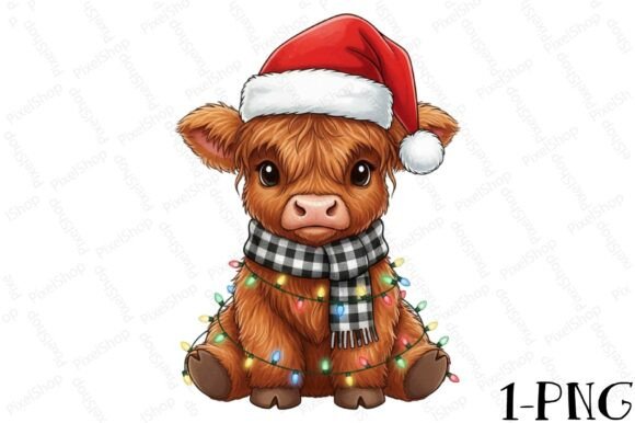 Christmas Lights Highland Cow Png Review
