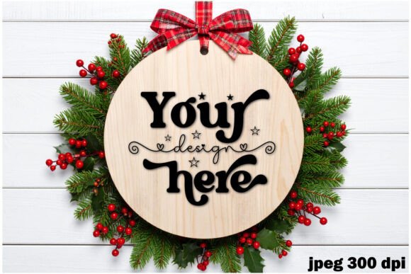 Christmas Round Sign Mockup 7: A Versatile Graphic for Crafts and Holiday Products