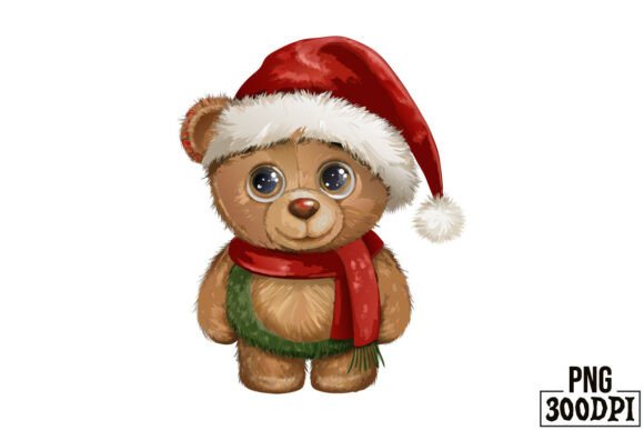 Cute Bear with Christmas Clipart for Crafts