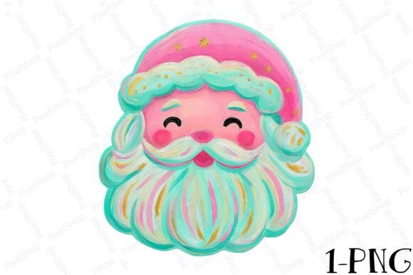Cute Retro Christmas Santa Face Design for T-Shirt Designs