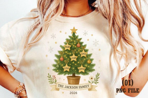 Family Christmas Tree Ornament PNG for T-Shirt Designs