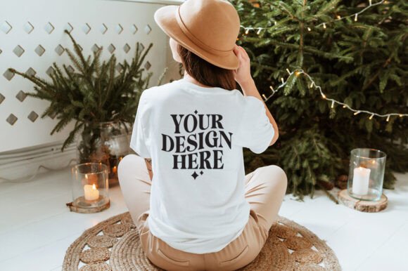 Gildan 64000 Christmas T-Shirt Mockup 15 for Festive Branding and Product Presentation
