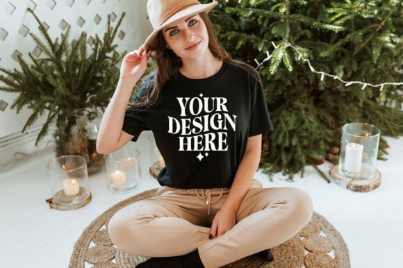 Gildan 64000 Christmas T-Shirt Mockup for Festive Branding