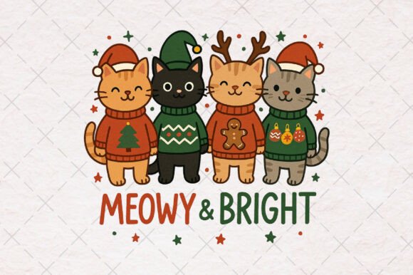 Meowy Christmas Cat Subllimation Png Embroidery Review