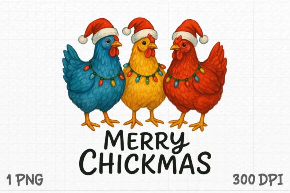 Merry Chickmas Png,Chicken Christmas Png: T-Shirt Designs