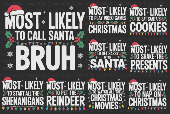 Most Likely to Christmas Xmas Bundle PNG: T-Shirt Designs