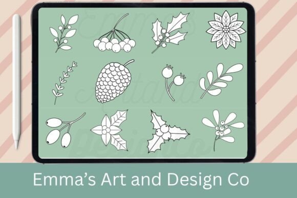 Review: 12 Christmas Foliage Procreate Brushes for Handmade Sellers