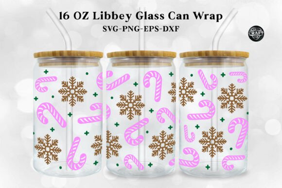 Snowflakes Christmas Glass Can Wrap 16oz Review