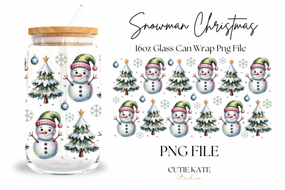 Snowman Christmas Trees 16oz Libbey Wrap
