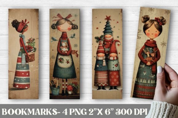 Vintage Christmas Girls Printable Bookma and Print Templates