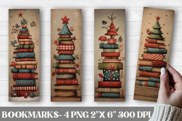 Watercolor Christmas Book Tree Bookmark: A Designer’s Take on Print Templates